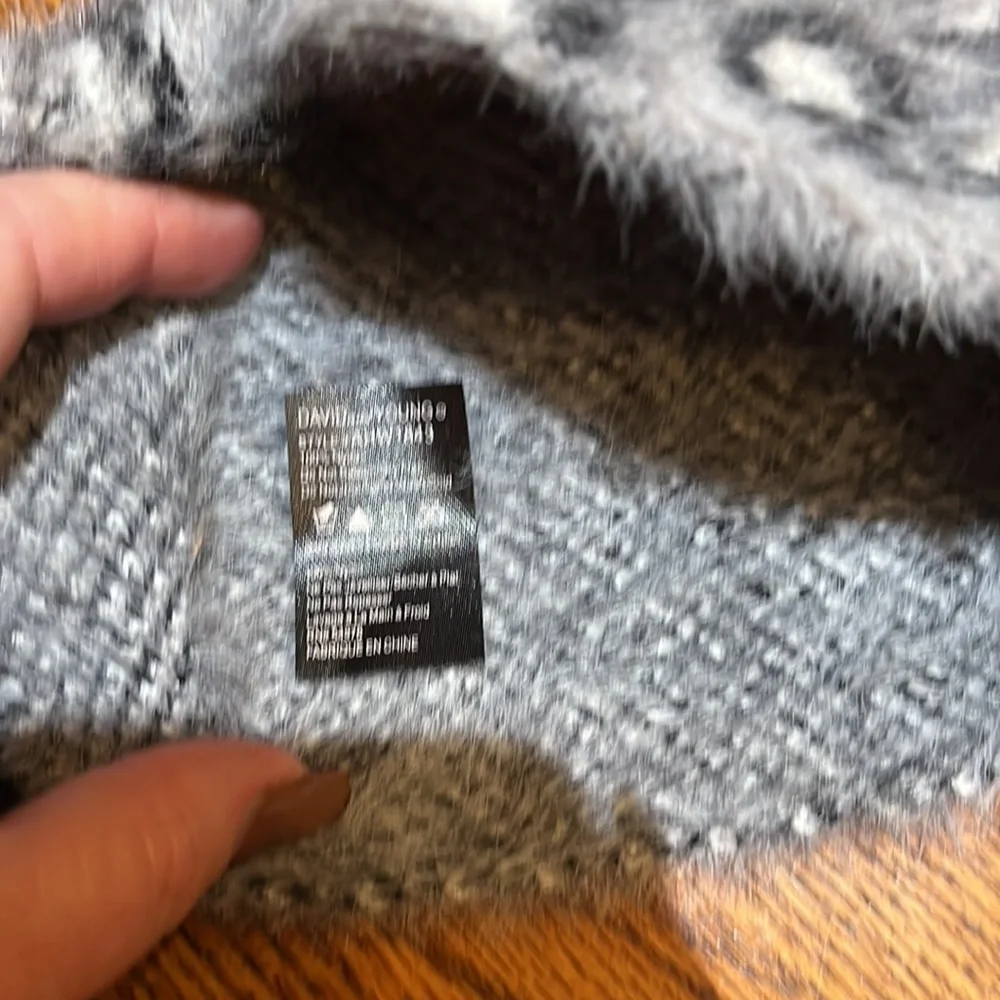 David and Young Gray and Black Faux Fur Knitted Headband